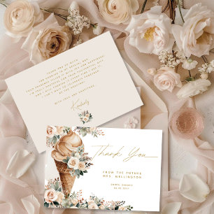 Eiscreme geschöpft Floral Boho-Brautdusche Dankeskarte