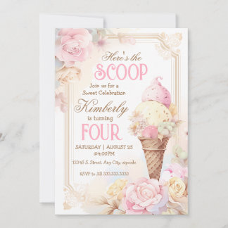 Eiscreme, gesellig, Vintages Eis Geburtstag Einladung