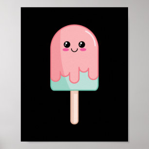 Eiscreme-Gesicht Kawaii Küche Kunst Poster