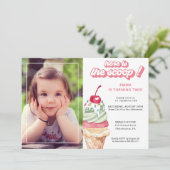 Eiscreme Girl Geburtstags Foto Einladung (Stehend Vorderseite)