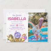 Eiscreme Girls 1. Geburtstag Foto Einladung (Vorderseite)