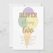 Eiscreme Gold Foil Calligrafy Geburtstagsparty Einladung (Vorderseite)