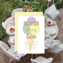 Eiscreme Gold Foil Calligrafy Geburtstagsparty Einladung