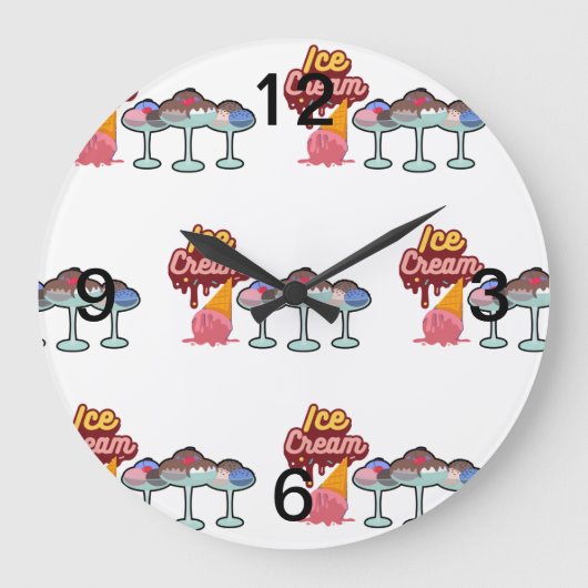 Eiscreme Große Wanduhr (Vorderseite)