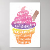 Eiscreme Happy Wasserfarbe Typografie Poster (Vorne)