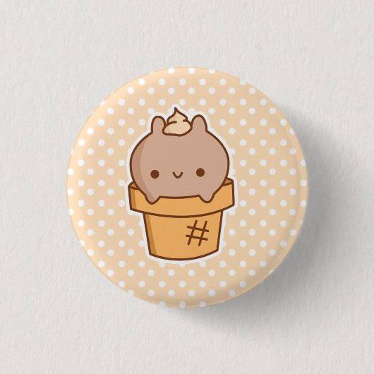 Eiscreme-Häschen-Knopf *CHOOSE IHRE EIGENE GRÖSSE Button (Vorderseite)