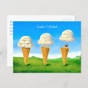 Eiscreme, Heißluftballon, Whimsical, Namen Postkarte