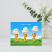 Eiscreme, Heißluftballon, Whimsical, Namen Postkarte (Stehend Vorderseite)
