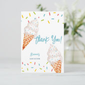 Eiscreme hier ist die Babydusche mit Brustkerbe Dankeskarte (Stehend Vorderseite)