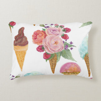 Eiscreme, Himbeeren: Aquarellmuster. Dekokissen