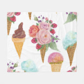 Eiscreme, Himbeeren: Aquarellmuster. Fleecedecke (Vorderseite (Horizontal))