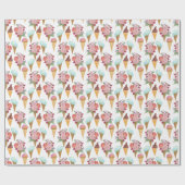Eiscreme, Himbeeren: Aquarellmuster. Geschenkpapier (Flach)