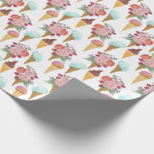 Eiscreme, Himbeeren: Aquarellmuster. Geschenkpapier (Ecke)