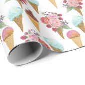 Eiscreme, Himbeeren: Aquarellmuster. Geschenkpapier (Rolleneckpunkt)