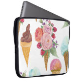 Eiscreme, Himbeeren: Aquarellmuster. Laptopschutzhülle (Vorne Rechts)