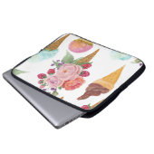 Eiscreme, Himbeeren: Aquarellmuster. Laptopschutzhülle (Vorne Knopf)