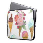 Eiscreme, Himbeeren: Aquarellmuster. Laptopschutzhülle (Vorderseite Links)