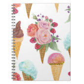 Eiscreme, Himbeeren: Aquarellmuster. Notizblock (Vorderseite)