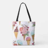 Eiscreme, Himbeeren: Aquarellmuster. Tasche (Rückseite)