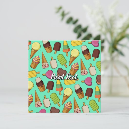 Eiscreme-Hintergrund Einladung (Stehend Vorderseite)