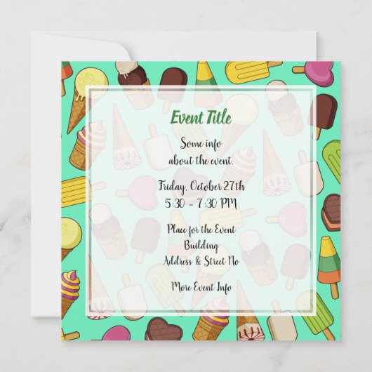 Eiscreme-Hintergrund Einladung (Rückseite)