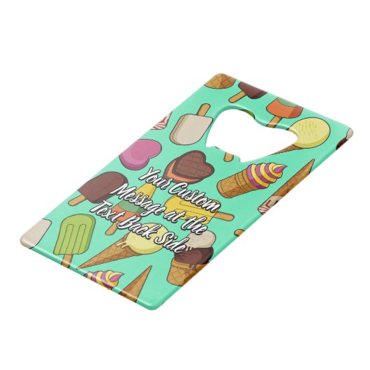 Eiscreme-Hintergrund Geldbeutel Flaschenöffner (Rückseite Schrägansicht)