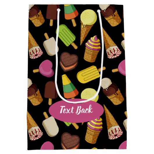 Eiscreme-Hintergrund Mittlere Geschenktüte (Rückseite)