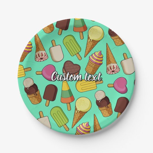 Eiscreme-Hintergrund Pappteller (Vorderseite)