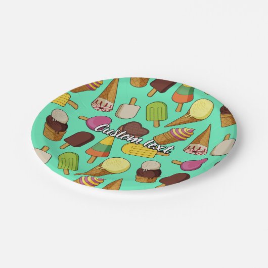 Eiscreme-Hintergrund Pappteller (Schrägansicht)