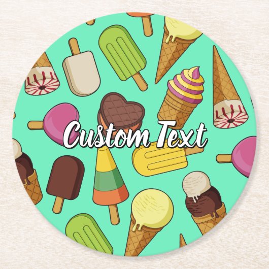 Eiscreme-Hintergrund Runder Pappuntersetzer (Vorderseite)