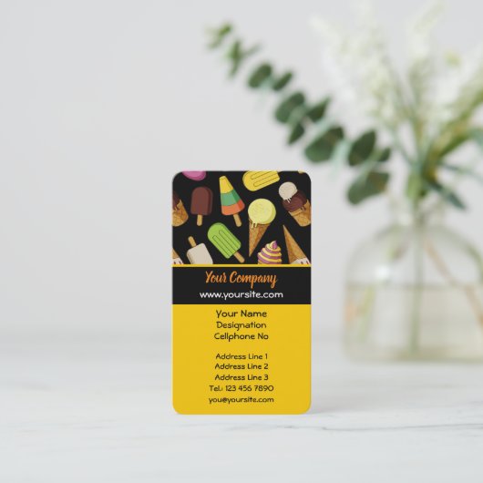 Eiscreme-Hintergrund Visitenkarte (Stehend Vorderseite)