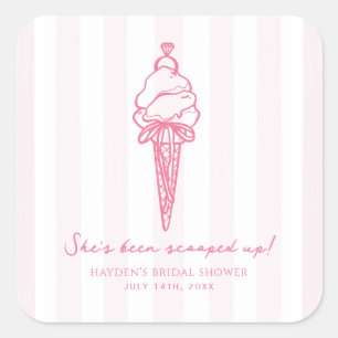 Eiscreme-Hochzeits-Engagement  Quadratischer Aufkleber