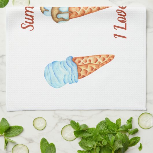 Eiscreme I Liebe Sie Niedlichen Sommer Geschirrtuch (Gefaltet)