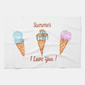 Eiscreme I Liebe Sie Niedlichen Sommer Geschirrtuch (Horizontal)