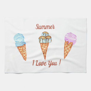 Eiscreme I Liebe Sie Niedlichen Sommer Geschirrtuch