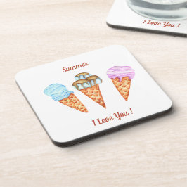 Eiscreme I Liebe Sie Niedlichen Sommer Getränkeuntersetzer