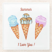 Eiscreme I Liebe Sie Niedlichen Sommer Glasuntersetzer (Vorderseite)