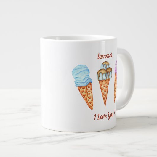Eiscreme I Liebe Sie Niedlichen Sommer Jumbo-Tasse (Vorderseite Rechts)
