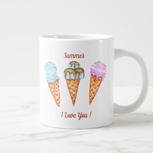 Eiscreme I Liebe Sie Niedlichen Sommer Jumbo-Tasse (Rechts)