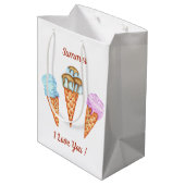 Eiscreme I Liebe Sie Niedlichen Sommer Mittlere Geschenktüte (Rückseite Schrägansicht)