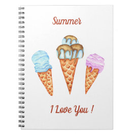 Eiscreme I Liebe Sie Niedlichen Sommer Notizblock