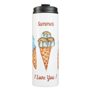 Eiscreme I Liebe Sie Niedlichen Sommer Thermosbecher