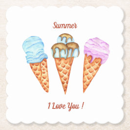 Eiscreme I Liebe Sie Niedlichen Sommer Untersetzer