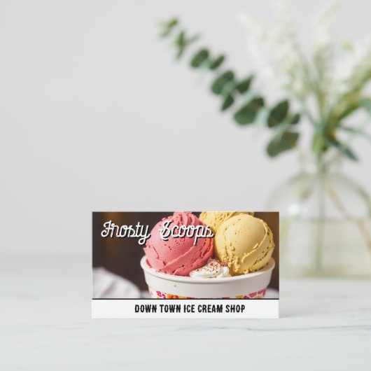 Eiscreme im Cup Visitenkarte (Stehend Vorderseite)