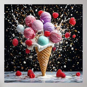 Eiscreme in einer Waffel Poster