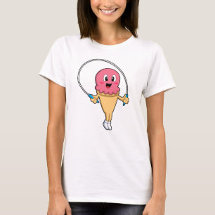 Eiscreme in Fitness mit Seile T-Shirt