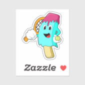 Eiscreme in Tennis mit Tennisschläger Aufkleber (Blatt)