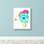 Eiscreme in Tennis mit Tennisschläger Leinwanddruck (Insitu (Holzboden))