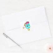 Eiscreme in Tennis mit Tennisschläger Quadratischer Aufkleber (Umschlag)