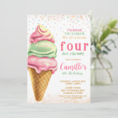 Eiscreme jeden Alters Geburtstag Einladung (Stehend Vorderseite)